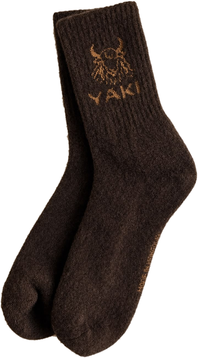 Dunkelbraune YAKI Wollsocke