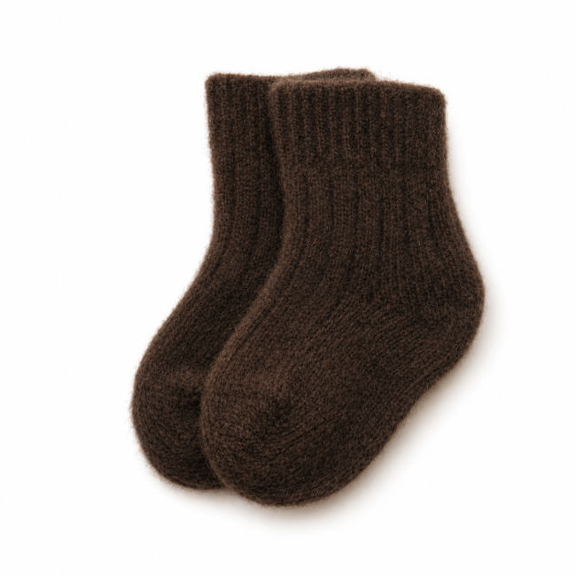 Babysocken aus Yakwolle - Dunkelbraun