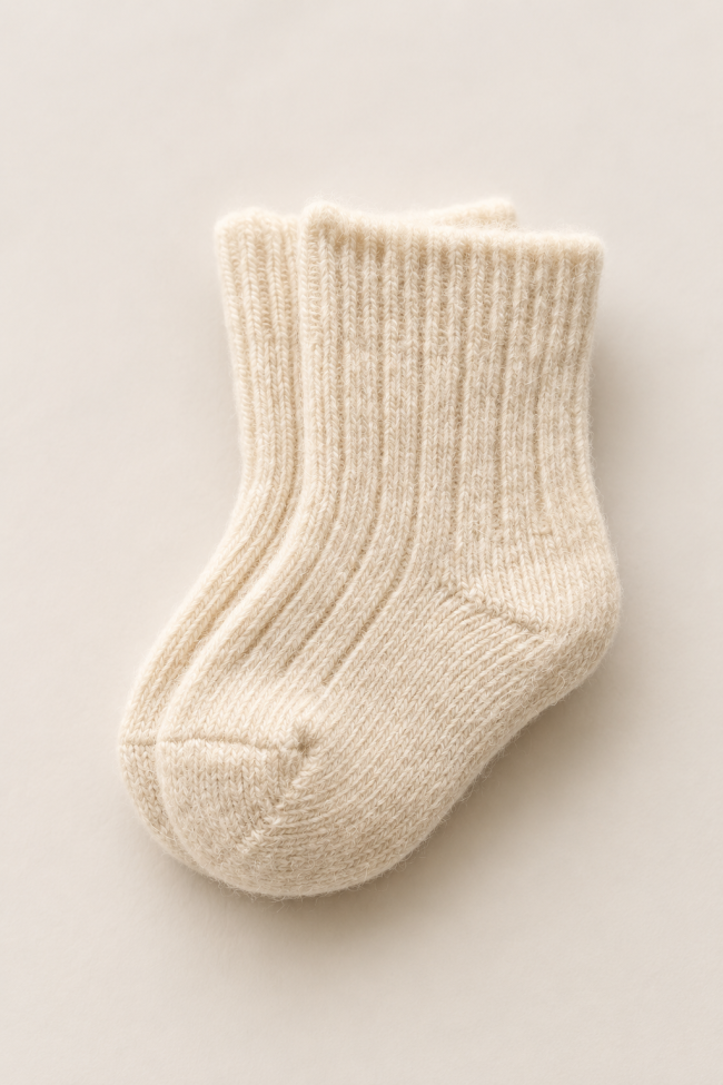 Babysocken aus Schafwolle- Beige